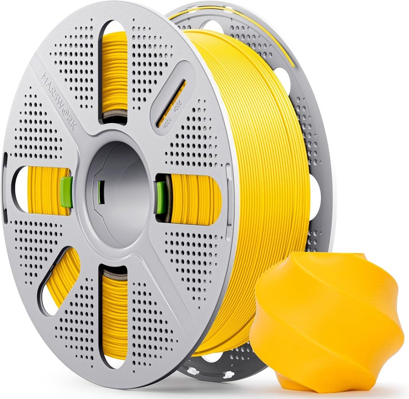 MarsWork PLA Basic, Pre-Dried Filament with Quick-Swap Reusable Spool 1kg (2.2lbs), 1.75mm 3D Printing Filament Dark Yellow, Compatible with Bambu Lab 3D Printers – Sunflower Yellow - Image 1